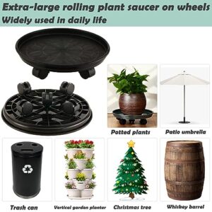 5 Packs Extra-large Plant Caddy with Wheels 15" Rolling Plant Stands Heavy-duty Plant Dolly Plastic Planter Roller Base Pot Movers Plant Saucer on Wheels Indoor Outdoor Plant Tray Coaster, Matte Black