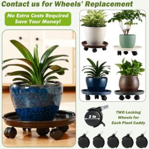 5 Packs Extra-large Plant Caddy with Wheels 15" Rolling Plant Stands Heavy-duty Plant Dolly Plastic Planter Roller Base Pot Movers Plant Saucer on Wheels Indoor Outdoor Plant Tray Coaster, Matte Black