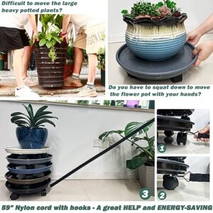 5 Packs Extra-large Plant Caddy with Wheels 15" Rolling Plant Stands Heavy-duty Plant Dolly Plastic Planter Roller Base Pot Movers Plant Saucer on Wheels Indoor Outdoor Plant Tray Coaster, Matte Black