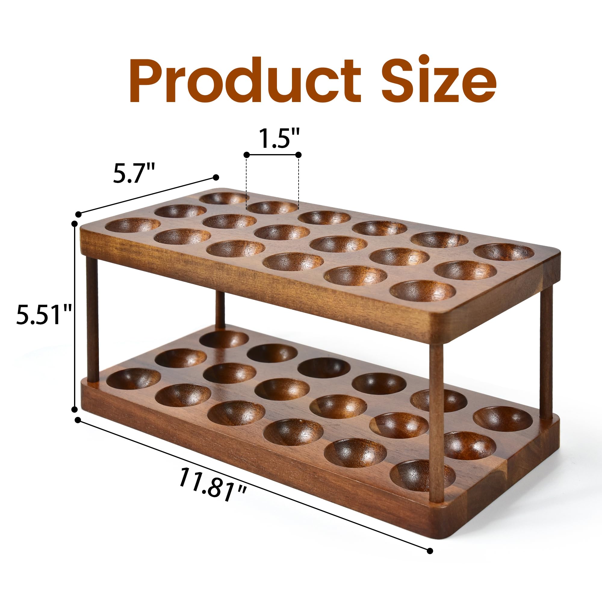 Sishynio Wooden Double Layer Egg Holder - Farmhouse Kitchen Acacia Egg Tray Organizer - 2 Tier Fresh Egg Storage Rack Basket for Countertop, 36 Capacity