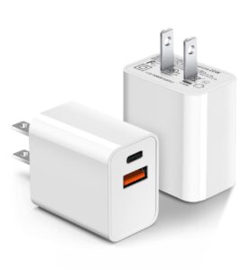 [2 pack] usb c wall charger block, weganyt 20w dual port type c fast charging block for apple watch series 8, wall charger plug adapter charger cube compatible with iphone 15 pro max/15 plus/14, ipad