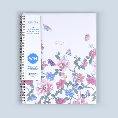 Blue Sky 2024 Weekly and Monthly Planner, January - December, 8.5" x 11", Frosted Cover, Wirebound, Fly By (140195-24)