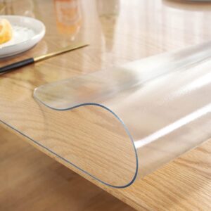 lovepads 1.5mm thick 54 x 54 inches frosted table protector, plastic table cover protector, clear table protector for dining table room, plastic tablecloth protector, vinyl table pads for kitchen wood