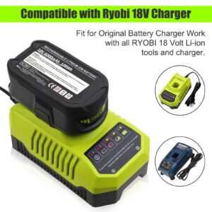Amsbat 2 Packs 6.0Ah Replacement for Ryobi 18V Battery Lithium 18 Volt Battery P102 P104 P105 P107 P108 P109 P190 P122 Cordless Power Tools [Upgraded to 6.0Ah](Yellow)