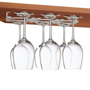gelive under cabinet wine glass holder stemware rack 6 hook wine glass hanger space saver storage organizer for kitchen and bar butterfly shape (white)