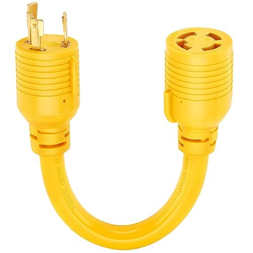 Kohree NEMA L5-30P to L14-30R Adapter Cord, 3 Prong to 4 Prong Generator Adapter, STW 10 AWG 12", 30 Amp L5-30P Male Generator to L14-30R Transfer Switch Female Adapter