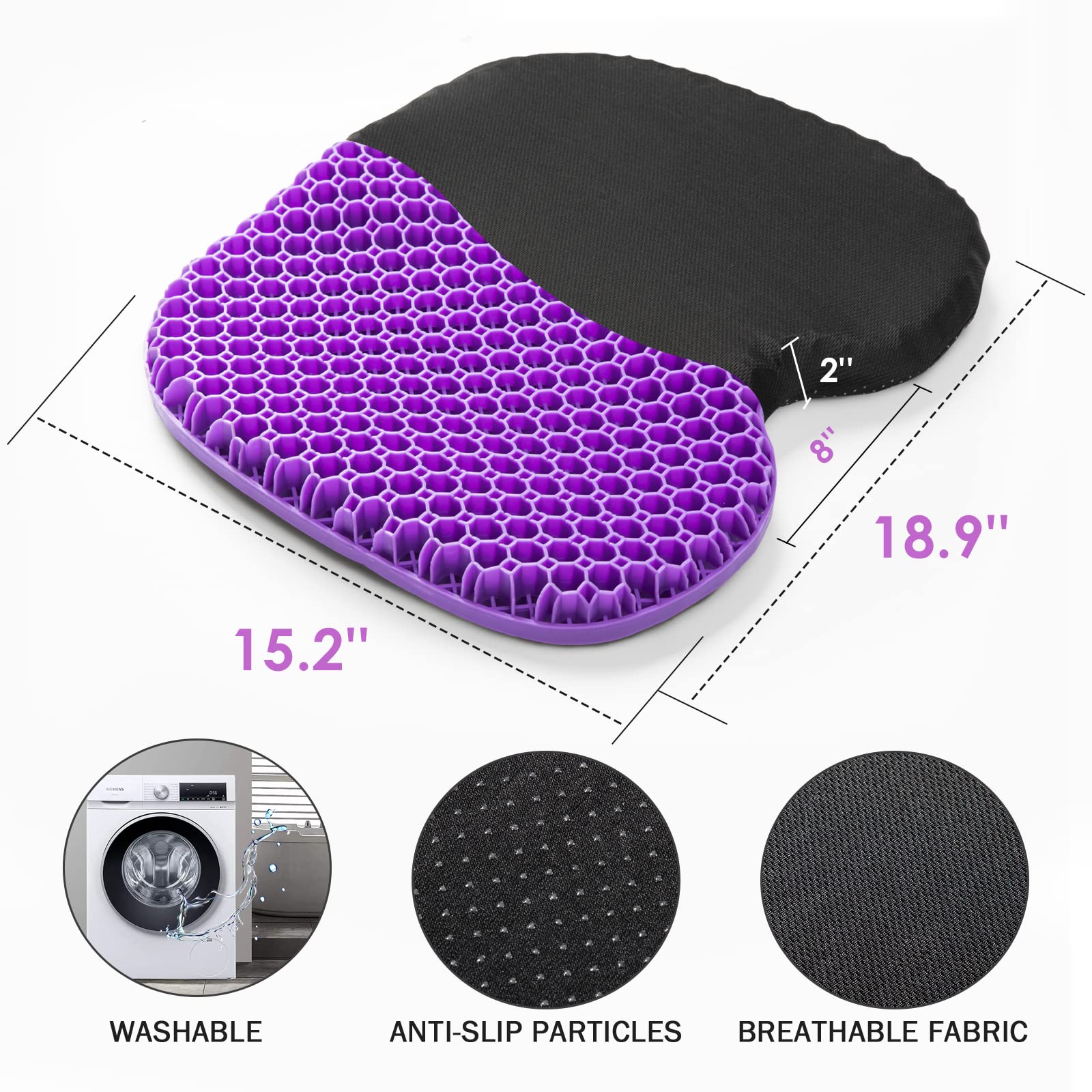 Enhanced Full Gel Seat Cushion for Sitting - Hip, Coccyx, Sciatica, Pressure Sores Tailbone Pain Relief Pad, Seat Cushion for Car, Wheelchair, Desk, Stadium - Office Cushion for Pressure Relief