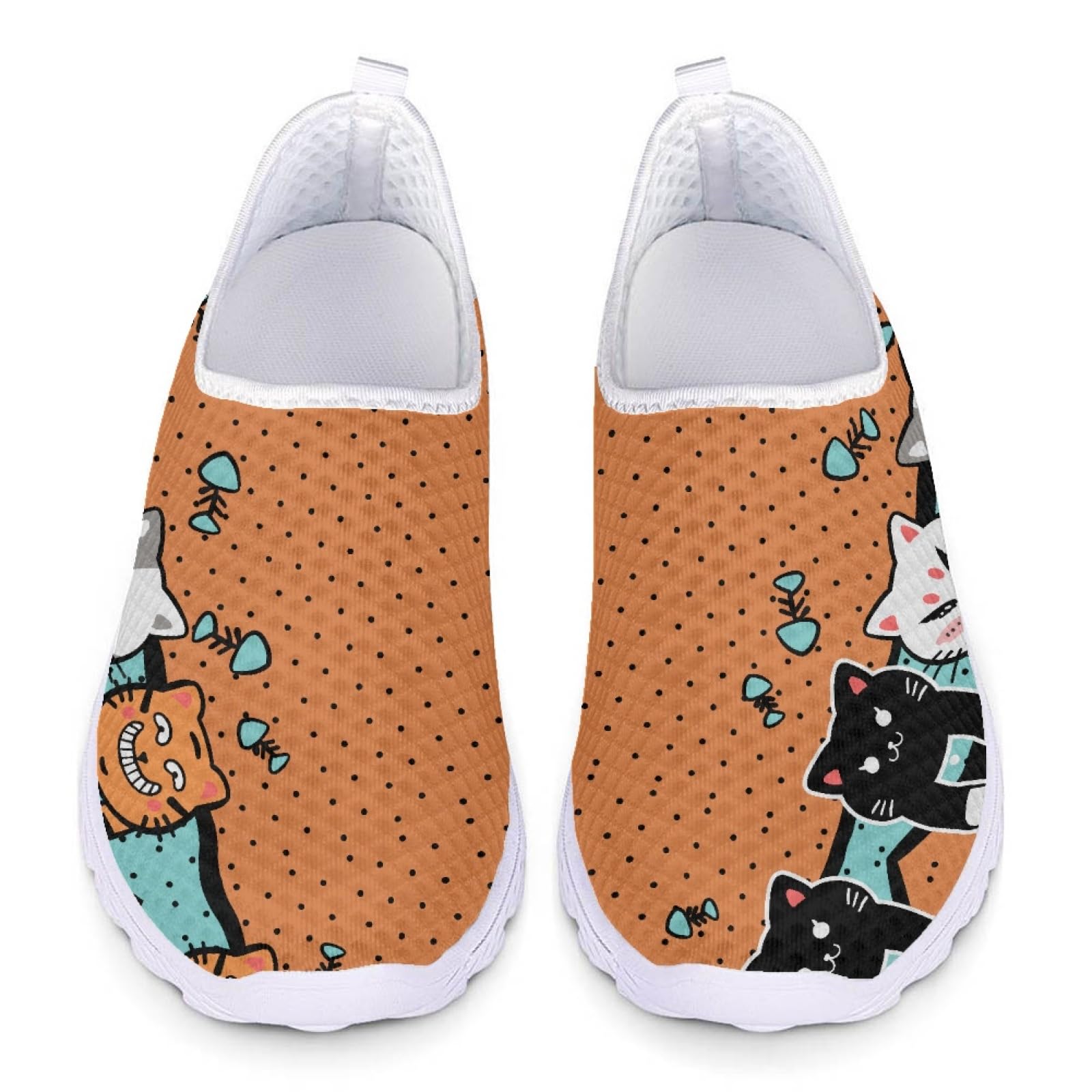 GOSTONG Funny Cat Print Super Light Weight Jogging Sneakers Animal Women's Breathable Athletic Shoes Trainers Summer Mesh Shoe Comfortable Memory Foam Running Shoes
