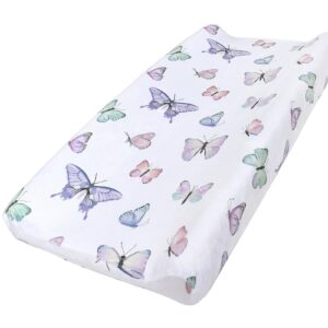 owlowla changing pad cover soft minky changing table cover lovely print waterproof changing pad covers baby boy girl(butterfly)
