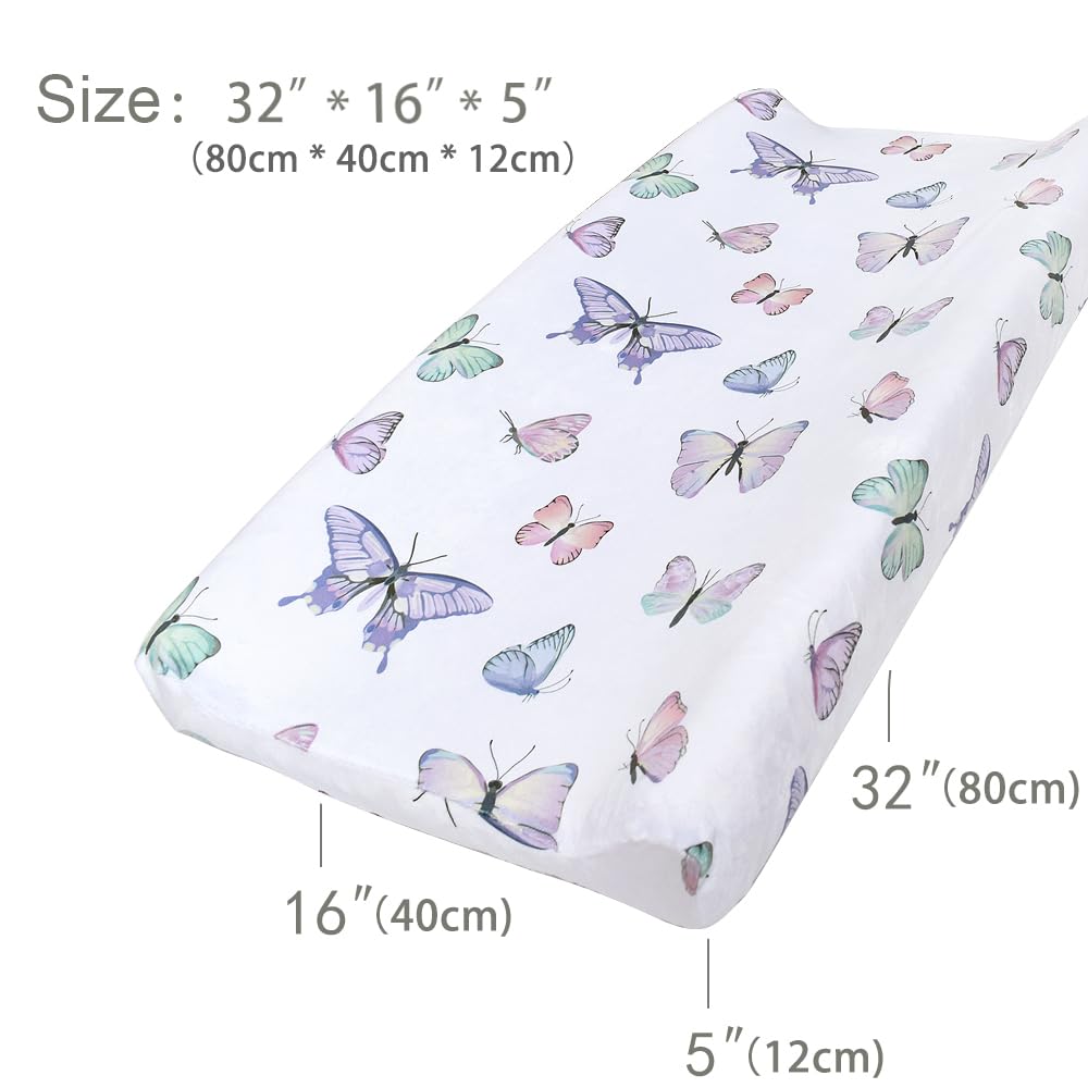 Owlowla Changing Pad Cover Soft Minky Changing Table Cover Lovely Print Waterproof Changing Pad Covers Baby Boy Girl(Butterfly)