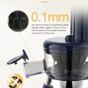 Cold Press Juicer, FEZEN Small Masticating Juicer for Fruits and Vegetables, Powerful Juice Extractor Machine with Compact Size and Space-Saving Feature, Very Easy to Clean (Updated)