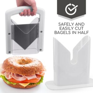 BELMAKS Bagel Cutter Slicer, White, Stainless Steel, Adjustable Blade, Ergonomic Design, Ideal for Home and Commercial Use