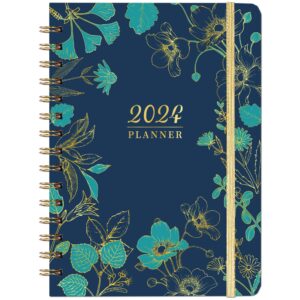 2024 planner - planner 2024, jan.2024 - dec.2024, 6.4" x 8.5", 2024 planner weekly and monthly, calendar planner with inner pocket, elastic closure, spiral bound
