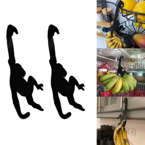 ARNCR 2 Pcs Monkey Banana Holder Monkey Banana Tree Stand Modern Banana Hanger Tree Stand Monkey Shaped Banana Hanger Under Cabinet Suspending Organizer for Bananas