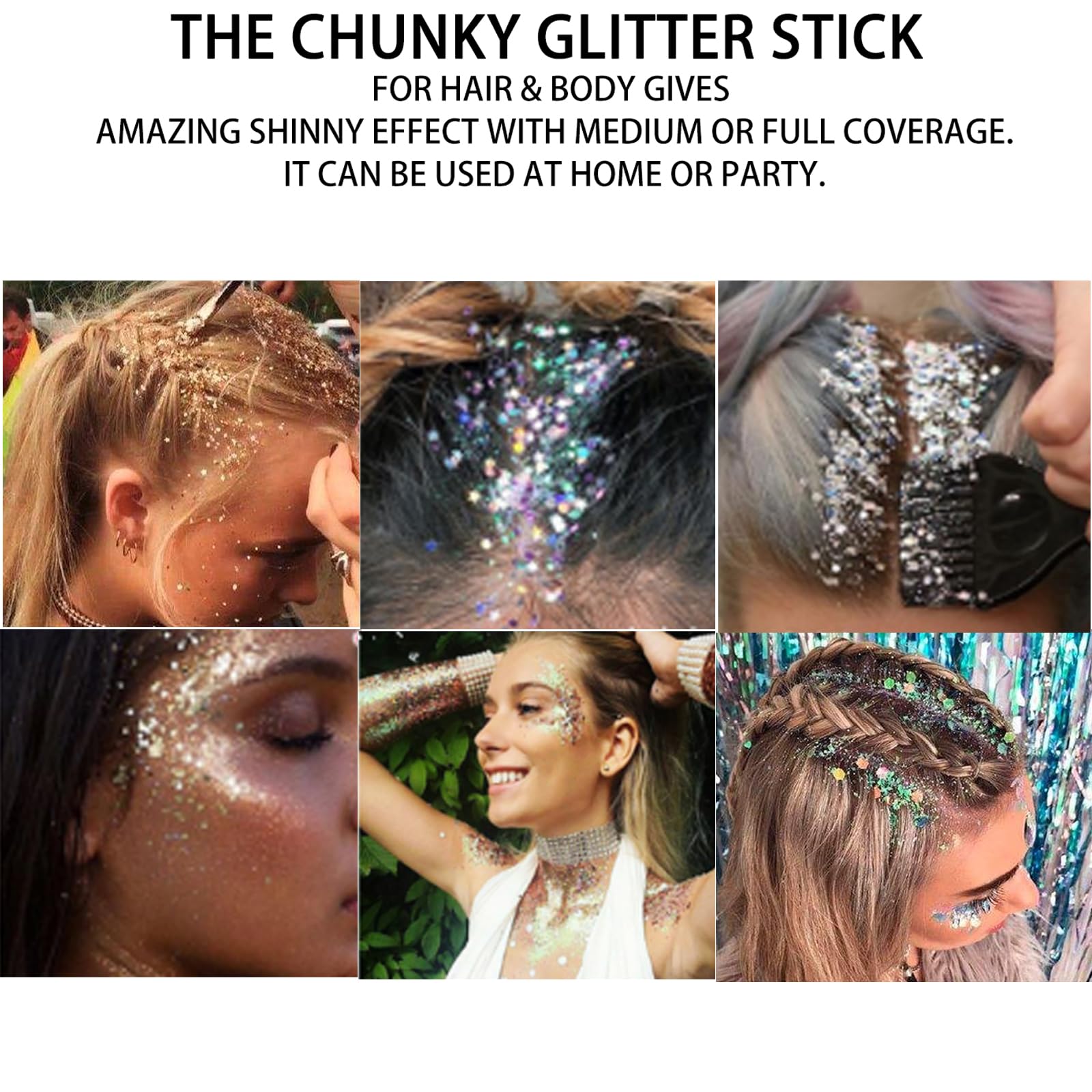 MEICOLY Gold Body Glitter Stick,Music Festival Outfits for Women,Face Glitter Gel Festival Accessories,Chunky Glitter Face Paint,Mermaid Sequin Hair Glitter Makeup,Sparkle Body Glitter for Women Kids