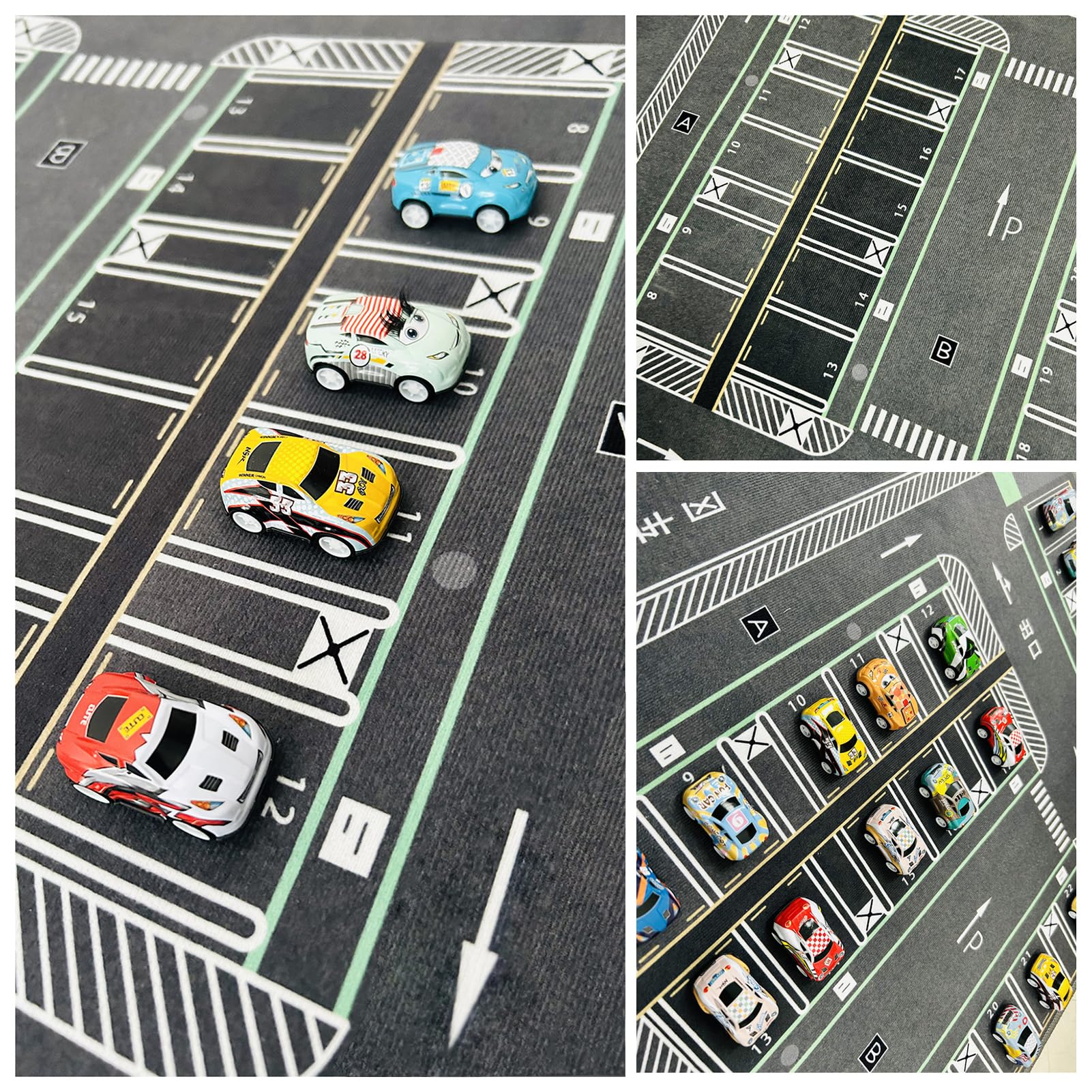 Car Play Rugs, Parking Lot Floor Mat Reading Area Toy Area Game Carpet Car City Traffic Hopscotch Crawling Mat Non-Slip Playroom Room Bedroom Carpet(A,80 * 120cm/31 * 47in)