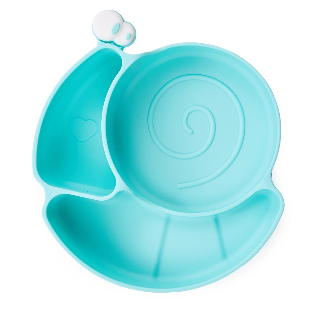 Matyz Silicone Suction Plate Baby Feeding Plates With Suction (Blue) - Divided Plates For Kids Non Slip - 100% Food Grade Silicone Toddler Plates Unbreakable Plates Microwave Safe and Dishwasher Safe