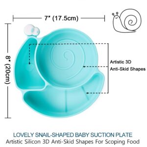 Matyz Silicone Suction Plate Baby Feeding Plates With Suction (Blue) - Divided Plates For Kids Non Slip - 100% Food Grade Silicone Toddler Plates Unbreakable Plates Microwave Safe and Dishwasher Safe