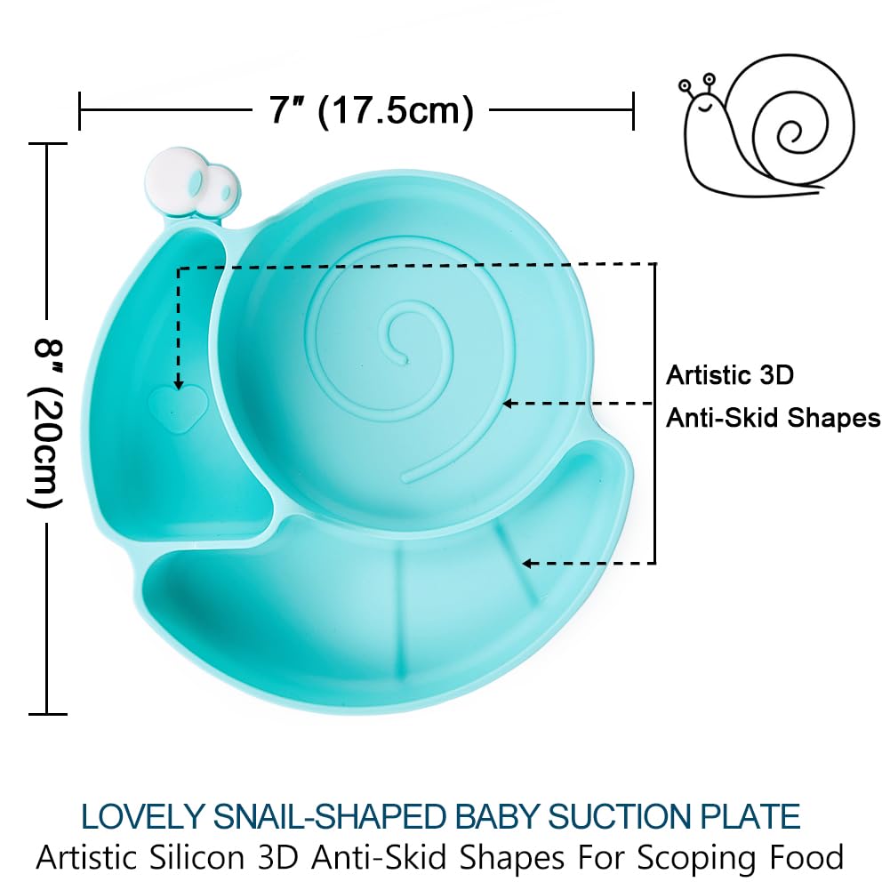 Matyz Silicone Suction Plate Baby Feeding Plates With Suction (Blue) - Divided Plates For Kids Non Slip - 100% Food Grade Silicone Toddler Plates Unbreakable Plates Microwave Safe and Dishwasher Safe