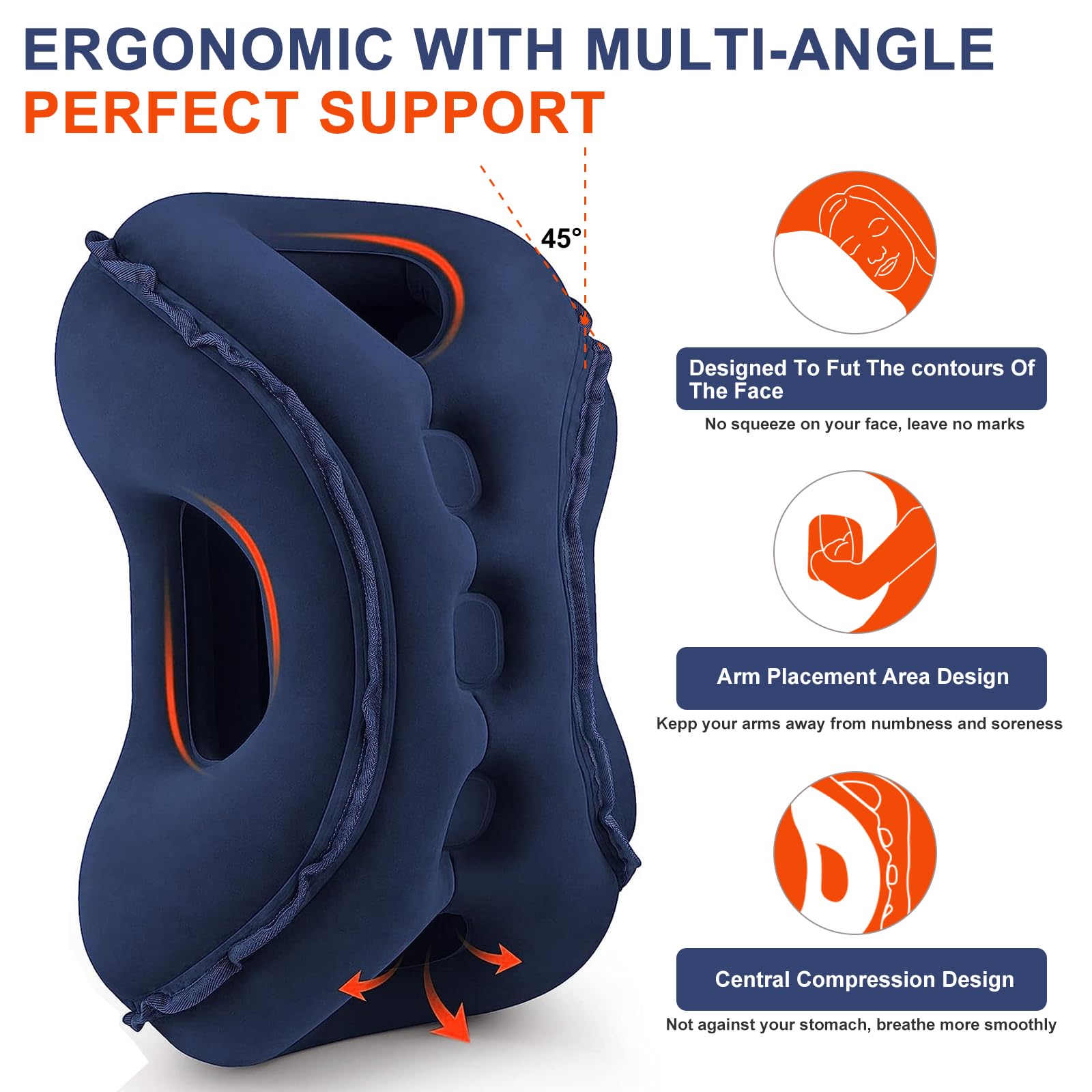 Inflatable Travel Pillow, Airplane Neck Pillow Comfortably Supports Head and Chin, Travel Pillow for Sleeping Airplane - Avoid Neck & Shoulder Pain, Used for Airplanes/Cars/Buses/Trains/Office Napping
