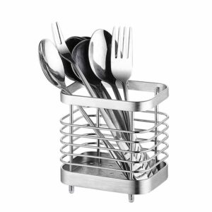 teensery stainless steel utensil holder chopstick holder silverware drying rack kitchen flatware storage organizer for restaurant kitchen countertop, 1 piece