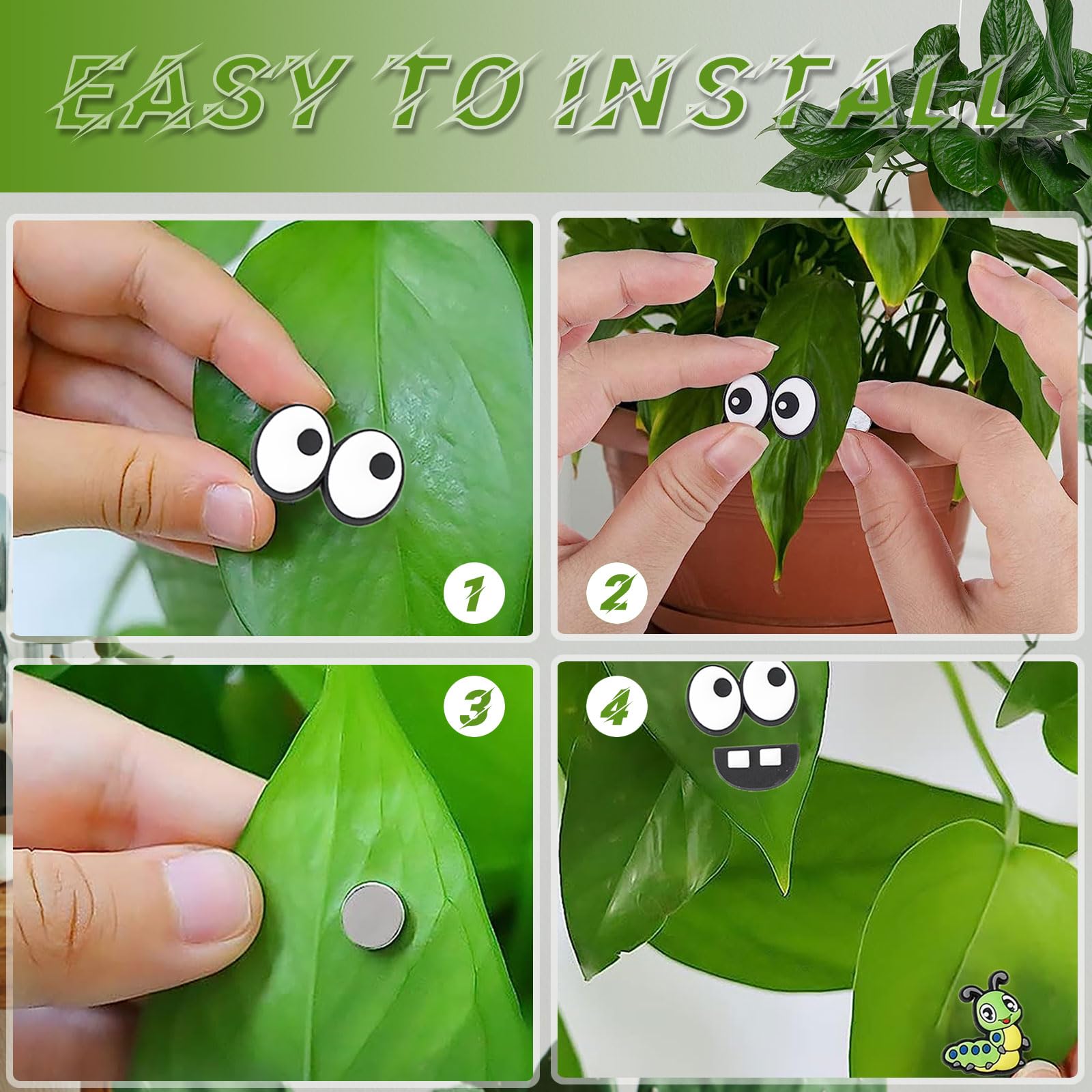 Fiueng Monster Potted Plant Eyes 20pcs, Fun Plant Pin Hanging Decoration, Cute Plant Silicone Decoration, Indoor and Outdoor Decoration, Birthday Gift for Plant Lovers, DIY Gift for Kids