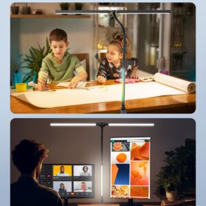 Beanet LED Desk Lamp with Clamp,Architect Desk Lamp for Home Office,24W Ultra Bright with RGB Atmosphere Lighting,Remote Control,5 Color Modes & 5 Dimmable Eye Protection for Monitor Studio Reading