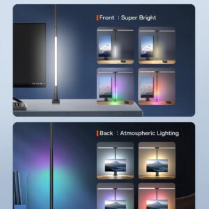 Beanet LED Desk Lamp with Clamp,Architect Desk Lamp for Home Office,24W Ultra Bright with RGB Atmosphere Lighting,Remote Control,5 Color Modes & 5 Dimmable Eye Protection for Monitor Studio Reading