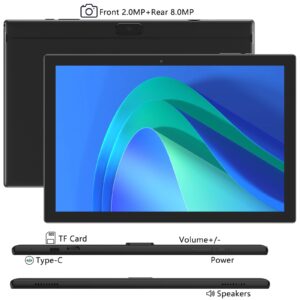 10 inch Android 12 Tablet with Keyboard, 2 in 1 Tablets Set Include Case Mouse Stylus Film, 4GB RAM+64GB ROM, Quad Core 10.1'' Tab, 6000mAh Battery, 8MP Dual Camera, Google GMS Certification Tableta