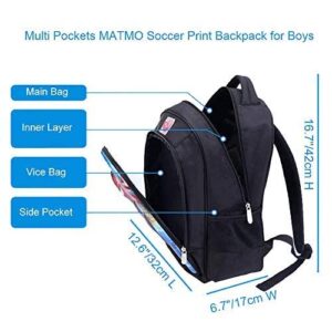 MATMO Soccer Backpack for Boys, Soccer Print Backpack Cool Football Pattern School Bag (Soccer Backpack 23-2)