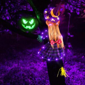 jenaai halloween crashing witch into tree led witch hanging decoration outdoor indoor crashed witch decorations for garden lawn patio decor porch tree halloween party(purple)