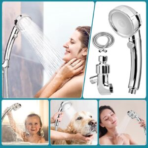 High Pressure Handheld Shower Head with ON/OFF Pause Switch,3 Spray Modes Water Saving Detachable Shower Head with Adjustable Holder and Long Hose,Perfect For Pet Washing&Baby Bath