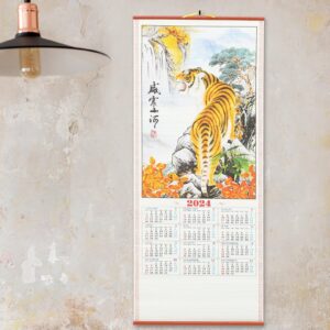 Garneck 2024 Chinese Wall Scroll Calendar, Paper Calendar Year of the Dragon Wall Calendar Chinese New Year Calendar Reel Calendar Planner