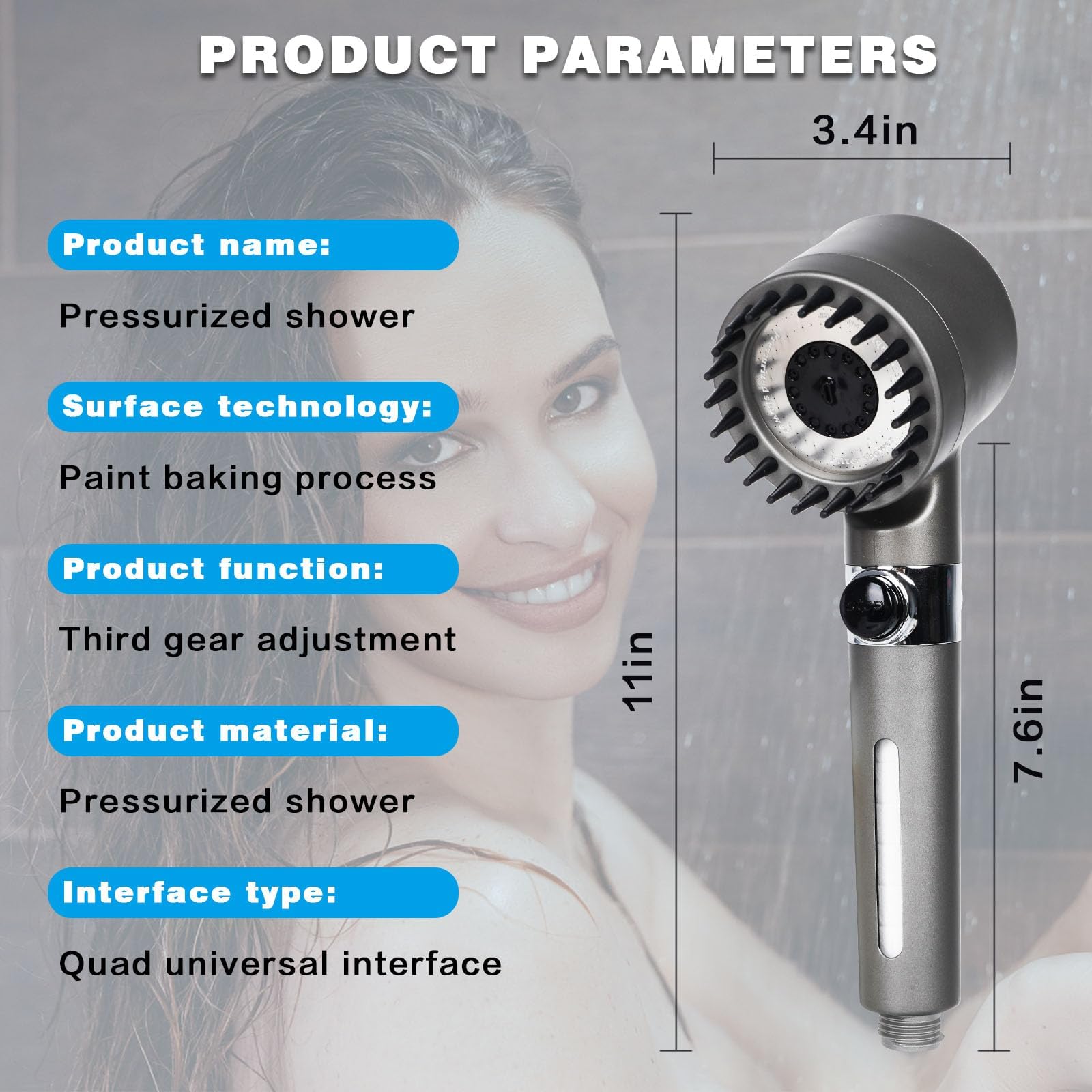 Shower heads with handheld spray combo,High pressure shower heads,Shower head filters,3 Modes Filtered shower head with hose 60'',Bracket,Rubber Washers,Apartment must haves