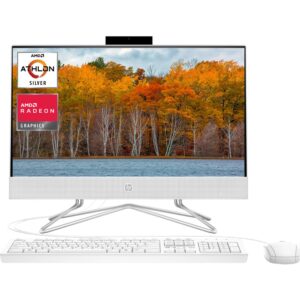 hp all-in-one desktop, 21.5" fhd display, amd athlon silver 3050u processor, 32gb ddr4 ram, 2tb pcie m.2 ssd, webcam, hdmi, rj-45, wi-fi 5, windows 11 home, white
