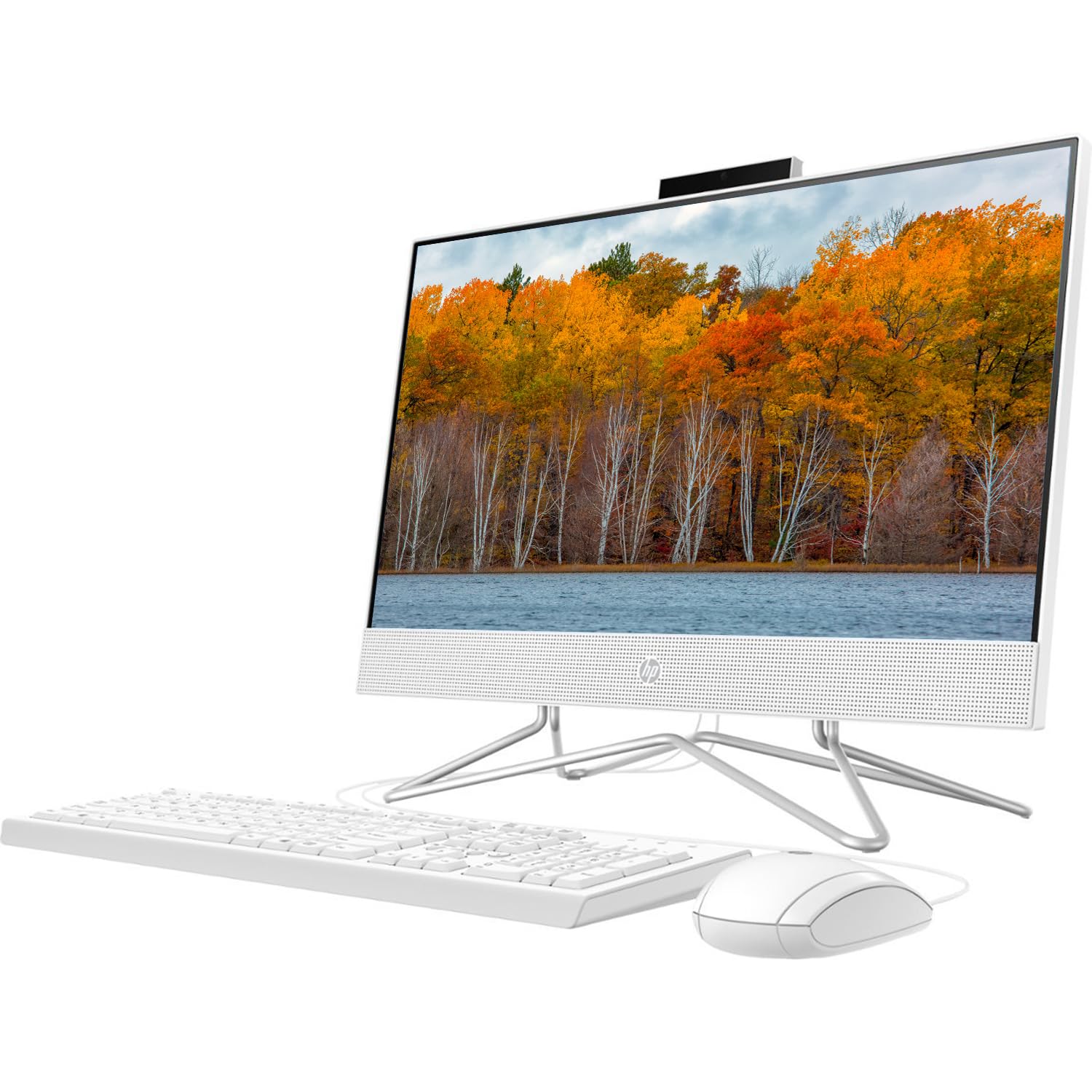 HP All-in-One Desktop, 21.5" FHD Display, AMD Athlon Silver 3050U Processor, 32GB DDR4 RAM, 2TB PCIe M.2 SSD, Webcam, HDMI, RJ-45, Wi-Fi 5, Windows 11 Home, White