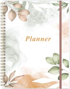 undated planner pro - 8.5" x 11" weekly & monthly planner to achieve goals & increase productivity, 12 months undated agenda daily planner, start anytime, rose leaf
