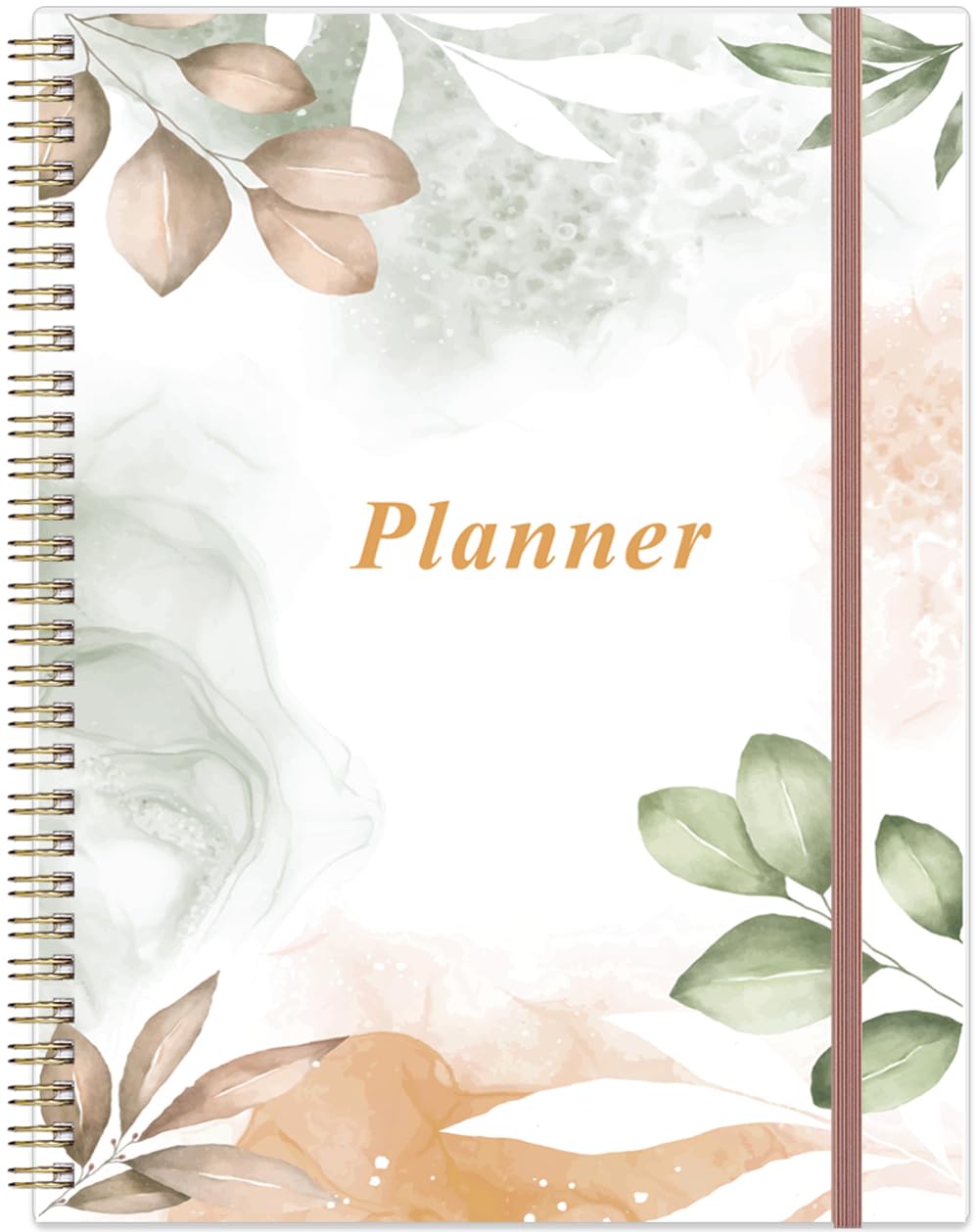 Undated Planner Pro - 8.5" x 11" Weekly & Monthly Planner to Achieve Goals & Increase Productivity, 12 Months Undated Agenda Daily Planner, Start Anytime, Rose Leaf