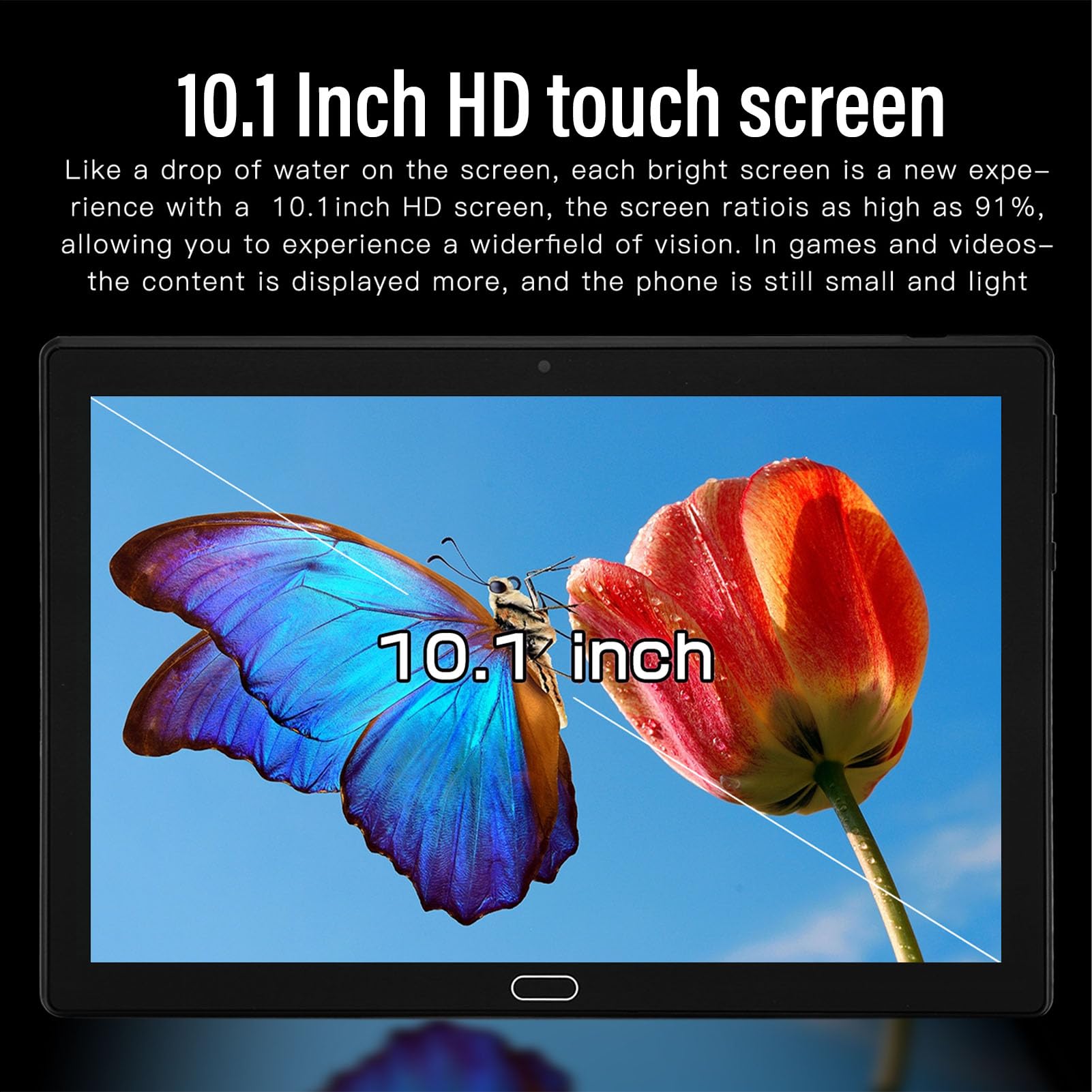 ciciglow Ultra Thin Tablet, 10.1 Inch FHD Portable Tablet, 5G WiFi Business Tablet, 6GB RAM 128GB ROM, Octa Core Processor, Android 10.0, 5MP+8MP Camera, 6000mAh (Black)