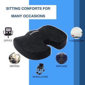 Swiftease Memory Foam Seat Cushion for Chair Long Sitting Hours Office Desk Car Chair Butt Pillow Body Travel Wheelchair Premium Gaming School Pain Relief and Travel Carrying Bag Included