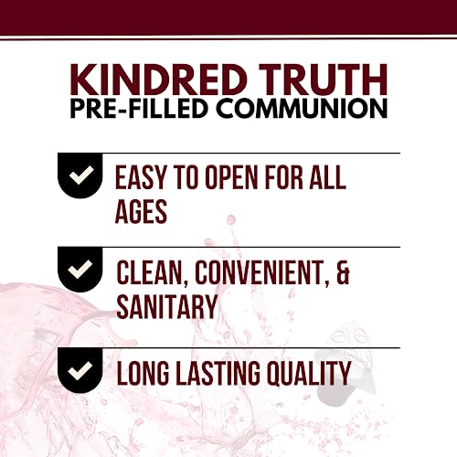 Easy Open 50 Count Pre-filled Communion Cups and Wafer Set by Kindred Truth with Communion Bread and Juice Included - by Kindred Truth