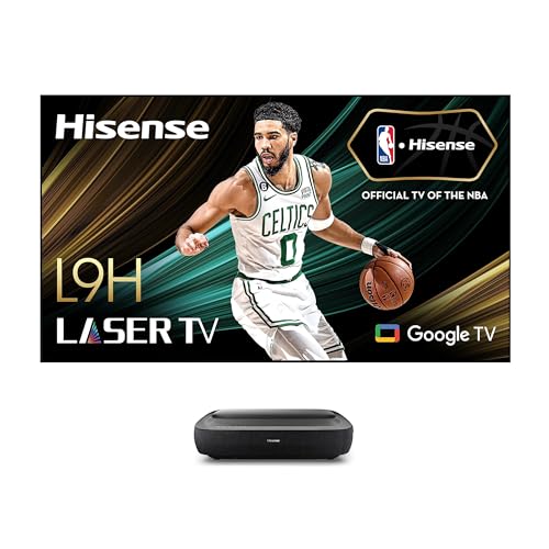 Hisense 100L9H Laser TV Trichroma Ultra Short Throw Projector with 100" ALR High Gain Screen, 4K UHD, 3000 ANSI Lumens, Dolby Vision & Atmos, HDR10, Google TV, Netflix