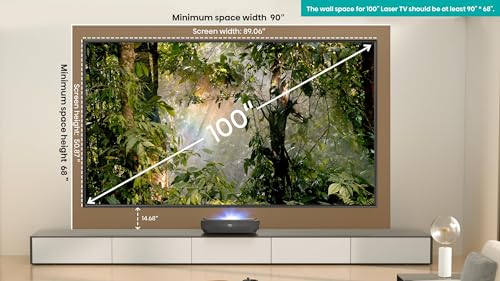 Hisense 100L9H Laser TV Trichroma Ultra Short Throw Projector with 100" ALR High Gain Screen, 4K UHD, 3000 ANSI Lumens, Dolby Vision & Atmos, HDR10, Google TV, Netflix