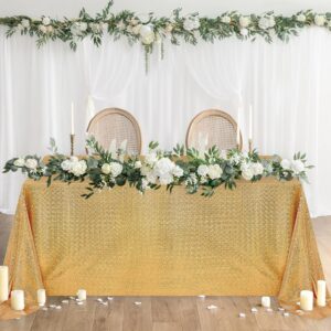 Fitable 2 Pack Gold Sequin Tablecloth for Parties 60x102 Inch - Sparkle Glitter Table Cloth Laser Rectangle Table Cover Overlay for Wedding Baby Shower Ceremony Birthday Cake Table Holiday Banquet