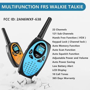 Walkie Talkies for Adults Long Range 3 Pack,Rechargeable 22 Channels Two Way Radios FRS Walkie Talkie Built-in 1200mAh Li-ion Batteries,VOX,USB-C Charging,Crystal Voice for Camping Hiking Cruise Ships