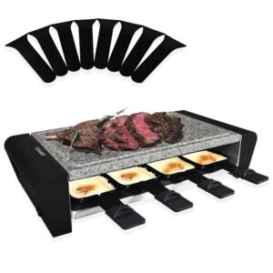 TAMARIT Raclette Table Grill 3-in-1 Electric Grill Portable, Korean BBQ Grill Indoor with 8 Paddles, Dishwasher Safe Reversible Non-stick Aluminum Plate & Grill Stone for Parties and Family Gatherings