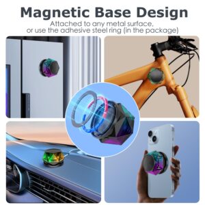 EGKimBa Magnetic Diamond Bluetooth Speaker, Small Wireless Speaker with Multi RGB Color Light Show, Portable Phone Stand for iPhone, Android, TWS Pairing