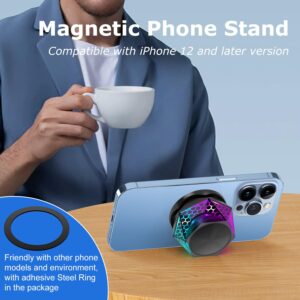 EGKimBa Magnetic Diamond Bluetooth Speaker, Small Wireless Speaker with Multi RGB Color Light Show, Portable Phone Stand for iPhone, Android, TWS Pairing