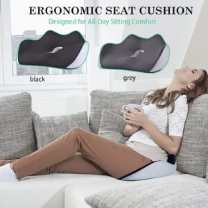 PABTID Office Chair Seat Cushion - 3D Full Wrap Memory Foam Chairs Cushions - Non-Slip Sciatica, Back, Coccyx, Tailbone Pain Relief Chair Pad - Butt Pillow for Long Sitting Office Gaming Car