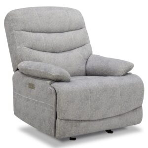 chita power recliner chairs for small spaces, glider recliner chair for living room with usb charge ports, faux fur, light grey